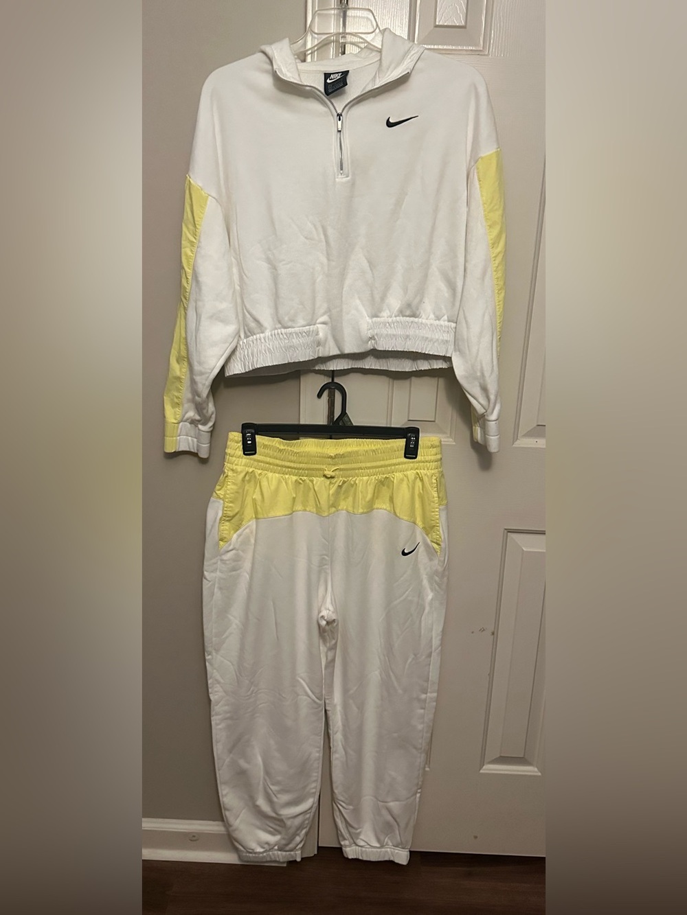 Women’s Nike White and Yellow Women's Track Jogger Set